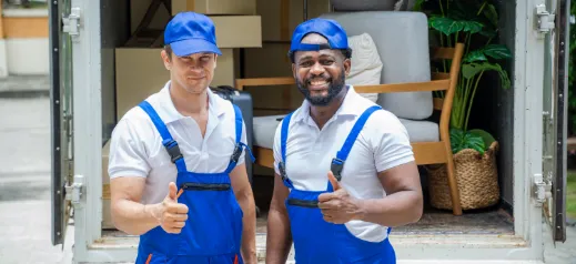 Mover holding thumbs up