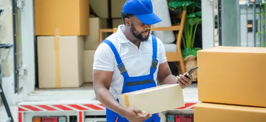 mover checking phone